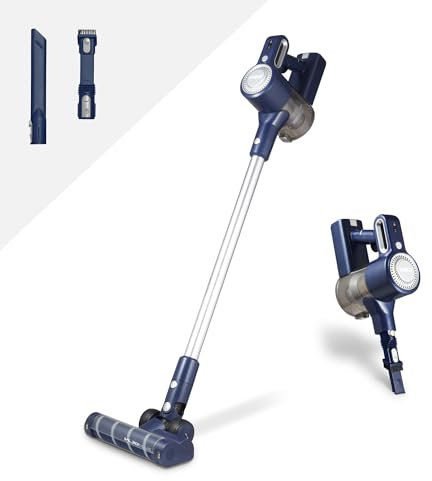 Tower T513008 VL35 Plus Aspiradora sin Cable 3 en 1 – Aspirador Vertical con Filtro HEPA y Cabezal Antienredos – Aspiradora sin Bolsa con Depósito de 1 Litro, 22.2 V - Azul Oscuro y Plata