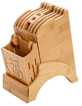BURLOE Knife Block Knife Holder, Kitchen Knife Holder Wood Cook Knife Warehouse Shelf Bamboo in Chinese Style Dishes Cooking Tools Without Knife Knife Stand,A