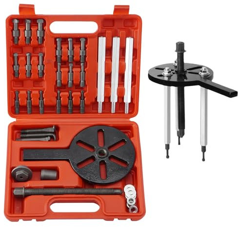 JAOGAUS 21 in 1 Bearing Puller Set, Bearing Puller Kit Bearing Puller Tool Bearing Removal Tool with 6 Sizes of Collets 3-Jaw Puller for Inner Bearing Multifunctional Bearing Disassembly Kit- Red