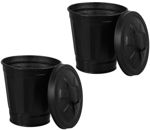 Ciieeo 2pièces Jardinière Galvanisée Avec Couvercle Petite Poubelle De Bureau Lot De Corbeilles à Conteneurs à Déchets Pour Intérieur