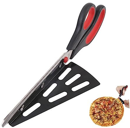 Zerodeko Cuchillas Para Pizza y Tartas Tijeras De Acero Inoxidable Multifuncionales Con Espátula Extraíble
