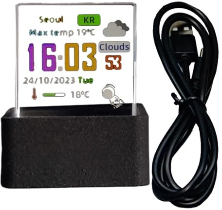 Orologio ologramma 3D, decorazione a cubo olografico WiFi, proiettore di immagini wireless, display a cubo ologramma, decorazione per foto 3D, trasparente, piccola stazione meteorologica, orologio