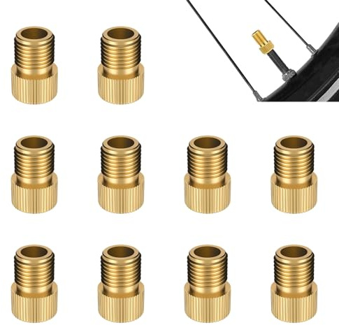 10 Piezas Adaptador Válvula Presta Schrader de Latón, Conversor Válvula Bicicleta, Convertidor de Válvula de Neumático, Accesorio Universal para Convertir Válvula Presta a Schrader, para Bomba Aire