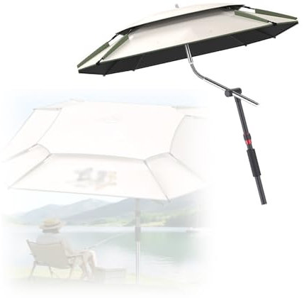 MACAGGTNTU Parapluie De Pêche Carré Parasol De Plage Beige 200/220/240/260cm Parapluie De Plage Inclinable Parasol Extérieur avec Ancre De Sable(260cm/8.5ft)