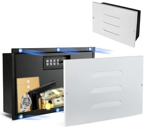 Hidden In Wall Safe - Electronic Hidden Wall Safe for Home and Office, Fits Between 16 Inch Studs, with Magnetic Vent Cover and Digital Keypad to Secure Cash, Jewelry, Documents