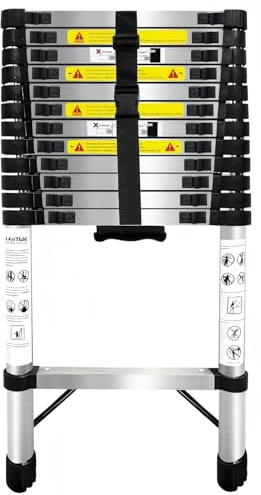 Ladder de telescopio de 3.8M de acero inoxidable ligera y versátil plegable para uso doméstico. Portátil y fácil de guardar. Adecuada para trabajos en el tejado y uso al aire libre