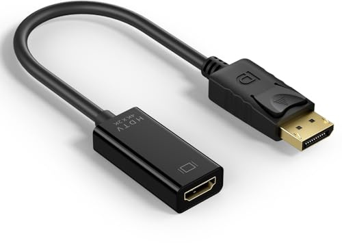 YLK Adaptateur DisplayPort vers HDMI, 4K@30Hz Convertisseur 4K DP mâle vers HDMI Femelle Unidirectionnel DisplayPort Ordinateur vers Moniteur HDMI, Compatible avec Lenovo, Dell, ASUS, HP
