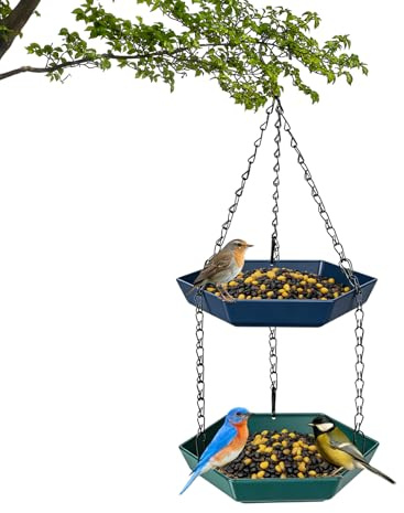 YOUZMY Casa de alimento para pájaros para Colgar, Bebedero Colgante para pájaros, dispensador de Comida para pájaros de Dos Niveles, para jardín, balcón, Aves Silvestres