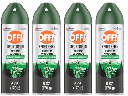 Off! Sportsmen Deep Woods Insect and Mosquito Repellent II, Long Lasting Protection, Bug Spray 6 oz. (Pack of 4)