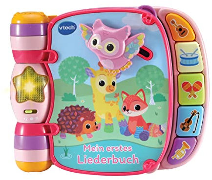 VTech Baby Mein erstes Liederbuch rosa – Kunterbuntes Buch mit 7 Seiten und beweglichen Elementen zum Spielen, Zuhören und Mitsingen – Für Kinder von 9-36 Monaten