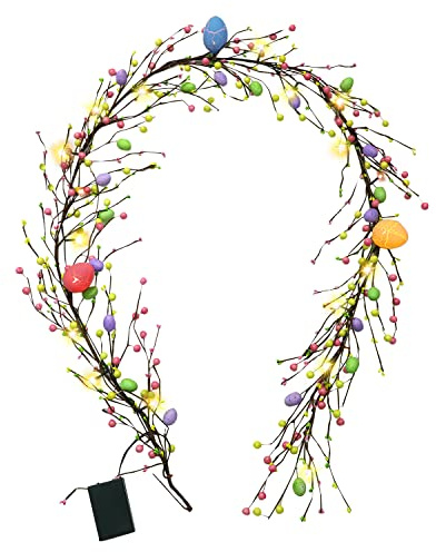 JOFONY Guirnalda de luces de huevos de Pascua, 2 m, guirnalda de Pascua, funciona con pilas, guirnalda decorativa para bodas, fiestas de cumpleaños, Pascua, decoración