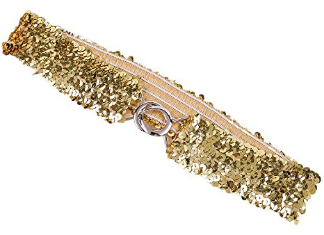 Taillengürtel Mit Pailetten für Damen,Paillettenbesatz Taille Band Gürtel Mode Taille Damen Gürtel,Glitzer Vintage Glitzer-gürtel Stretch Mode Taille Damen,Zubehör Hochzeit Taillengürtel Kleid,Gold