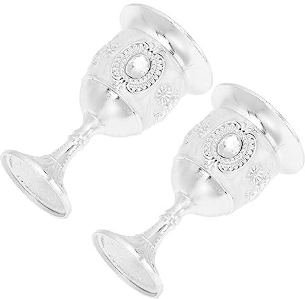 ABOOFAN 2pièces Tasses à Vin Vintage De Verres Élégants Alliage Coupe à Toast Pour Et Décorations De Bar Design Rétro Avec Motif Floral Pour Boissons Chaudes Et Froides
