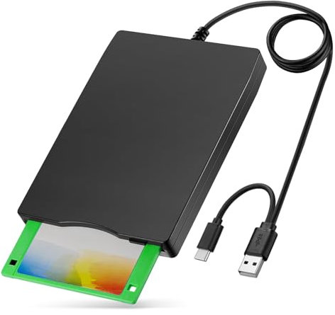 YEY External USB 3.5-inch USB Floppy Disk Reader 1.44 MB FDD Portable Floppy Disk for PC Laptops Windows/XP/7/8/10/11 Plug and Play (Black)