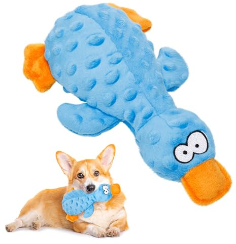 Halinuia Hundespielzeug, Hund Quietschspielzeug Plüschtier Hund mit Knitterpapier, Plüsch Kauspielzeug für Aggressive Kauer, Welpen, kleine, mittlere Hunde, Blau