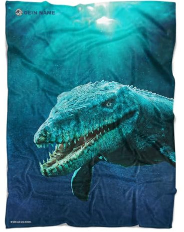 PICANOVA - Jurassic World Duschtuch Badetuch Handtuch mit Namen - Dinosaurier Strandtuch für Fans der Jurassischen Welt - Dino Strandtuch für Erwachsene, Jungen, Kinder - Aqua Beasts - 140x90cm