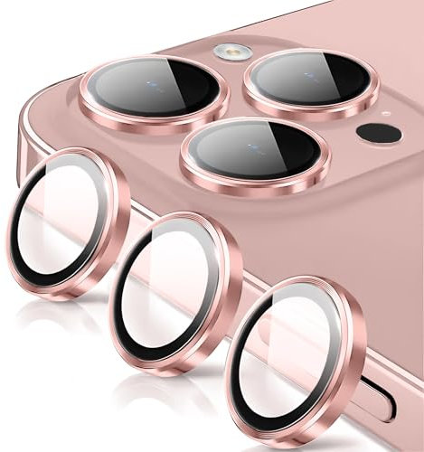 Oelrstfe Pellicola Fotocamera per iPhone 15 Pro/15 Pro Max,Posteriore Obiettivo Protezione Vetro Temperato,HD Trasparente Lente Schermo,Durezza 9H Anti-graffio Ultra Resistente Glitter Camera,Rosa