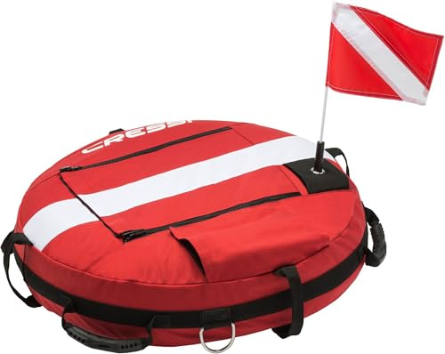 Cressi Freediving Buoy - Boya Hinchable Unisex para Buceo y Apnea Libre, Natación, Actividades Acuáticas, Alta Visibilidad, Rojo/Blanco, Talla Única
