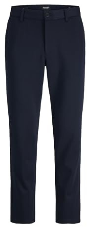 JACK & JONES Men's Chino Trousers Slim Fit - Chino Trousers Men Made of Recycled Polyester - Classic Performance Pants Men's Trousers with Stretch, Mid Rise, Turn-Up Hem, Blazer navy, 36 W/36 L