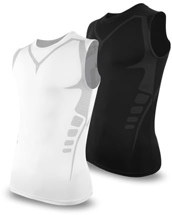 SLIMBELLE Compression Vest Men Sleeveless Running Tank Top Breathable Elastic Quick Dry Gym Workout Sleeveless Shirts Base Layer Sports Fitness