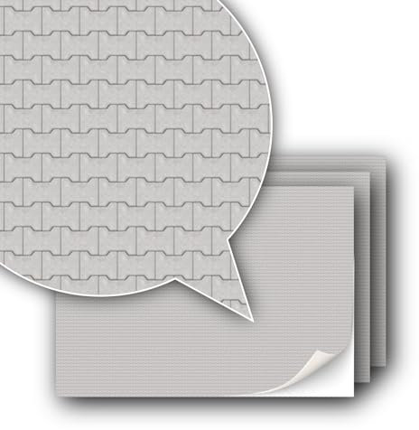 3 Blatt Selbstklebende Dekorfolie Pflastersteine und Oberflächen für Modellbau im Maßstab 1:87 Spur H0 (UK: 3,5mm Scale) (Doppelverbundpflaster)