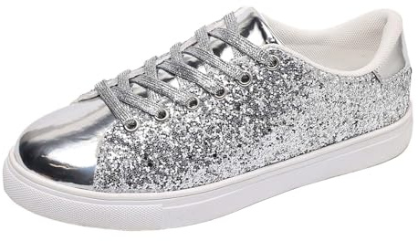 chaussure securite femme Baskets OrthopéDiques Femme Baskets à paillettes pour femmes Chaussures décontractées à paillettes Chaussures à pour femmes Orthopédique Marche Respirantes Argent 39
