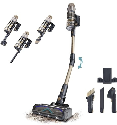 Cecotec Scopa Elettrica senza Fili Conga Rockstar RS90 Pet Flex. 600W, Potenza Aspirazione 160AW, 40kPa, Modalità Auto, Spazzola Animali, Tubo Flessibile, Pulisce fino 140m2, Modalità Eco