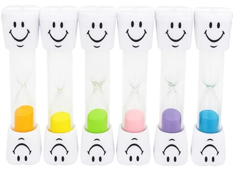 Clessidra per lavarsi i denti per bambini, set di 6 clessidra, per bambini, orologio a clessidra, timer per lavarsi i denti, cucina, ufficio e viaggi, arancione, giallo, verde, rosa, viola, blu