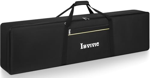 FREEAMG 88 Key Keyboard Tasche, Robuste 600D Oxford Keyboardtasche 88 Tasten mit 10 mm Polsterung, Keyboard-Gigbag mit Griffen und Schultergurten für Digitales E-Piano (Schwarz)