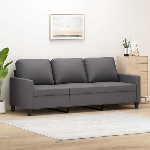 Bladez Divano 3 posti grigio 180 cm ecopelle - Moderno divano soggiorno con piedini in metallo, durevole e facile da pulire, ideale per casa, ufficio o camera degli ospiti