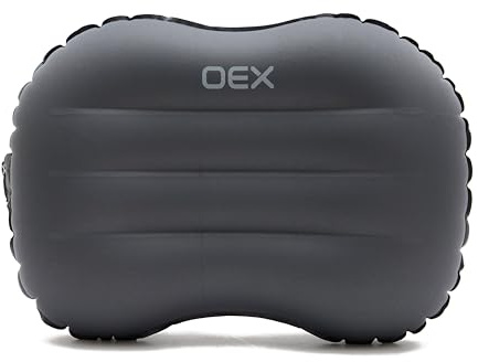 OEX Flux UL Inflatable Camping Pillow, ToughLite™ Puncture-Resistant, Peach Suede, 42 x 30 x 12cm, Self-Inflating with Quick Valve, 108g