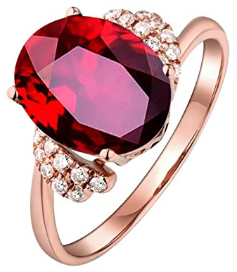 Damring 18K, 4 klor ovala 0,61 CT rubin med diamantringar