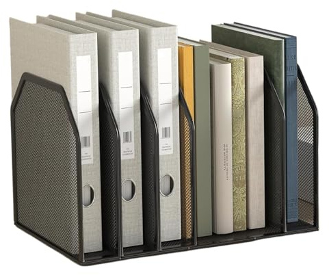 Soporte para carpetas para escritorio, organizador de archivos vertical desmontable de 7 secciones, clasificador de documentos de metal resistente que ahorra espacio para escritorio de oficina y aula