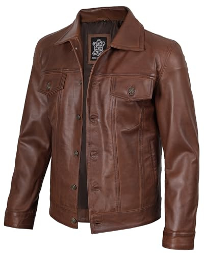 fjackets Veste vintage en cuir d'agneau véritable pour homme – Vestes en cuir de style col de chemise pour homme