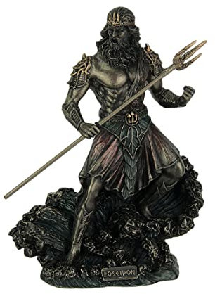 Metallic Bronze Finish Greek God Poseidon Statue
