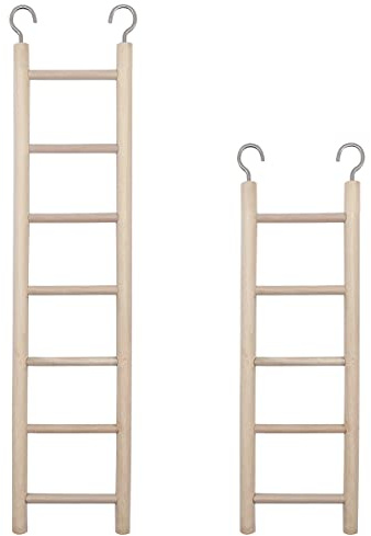 2pcs Bird Wooden Ladder Bird Ladders Wooden Ladder for Bird Cage Parrot Ladder Climbing Toy Birdie Basics (5 & 7 Step)