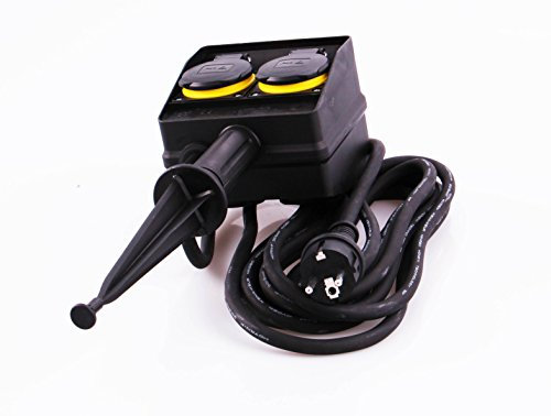 JL Gartensteckdose, Außensteckdose, Kinderschutz, Schutzklasse IP44, wasserfestes Gehäuse - H07RN-F 3G1,5 Kabel, Sicherheitsgeprüft mit GS Siegel (4-fach 10m)