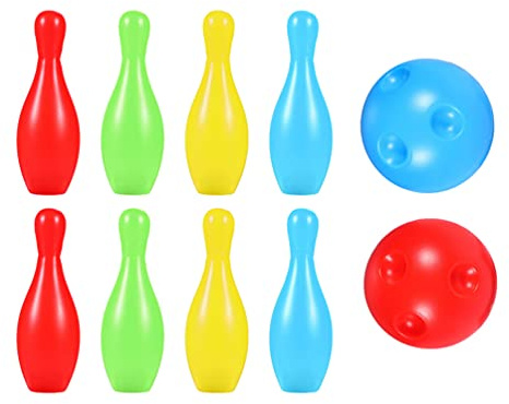 Toddmomy Indoor Children Bowling Toys Set with Smooth Plastic Pins and Ball Parent-Child Sports Game for Motor Skills and Coordination Development