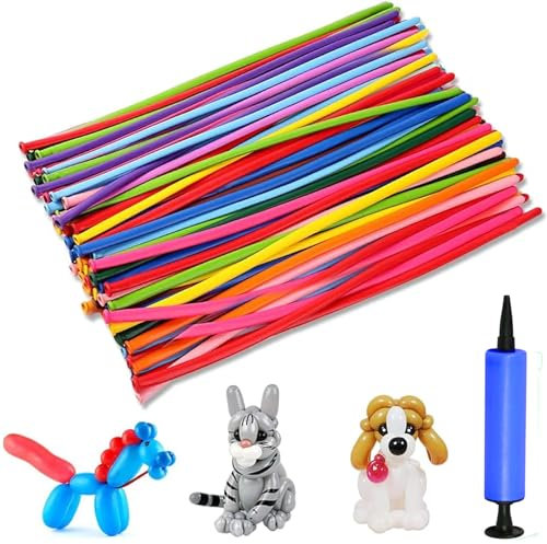 200 Stück Modellierballons, Lange Luftballons zum Formen, Lange Bunte Ballons mit Großer Pumpe, Magic Latex Luftballons Für Geburtstage Veranstaltungen Dekoration, Partys, Hochzeiten
