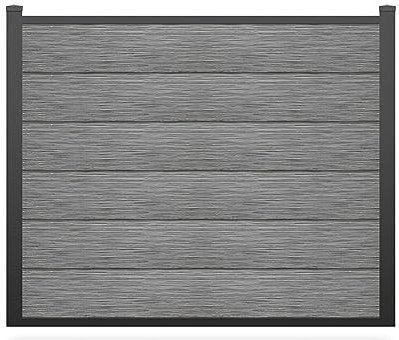 Vente-unique-Valla de láminas Alt. 156 cm - kit 6 láminas composite + 2 postes gris claro - ENOLA