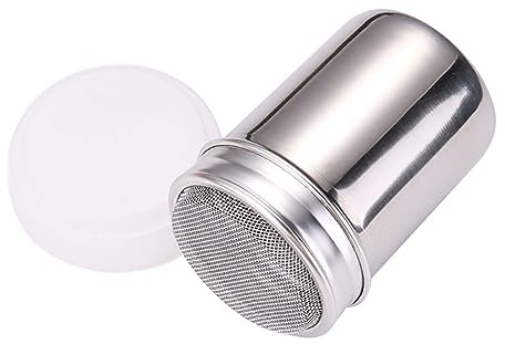 ccHuDE Stainless Steel Powder Sugar Shaker Metal Salt Pepper Shakers Seasonings Spice Shakers with Lid Sifter for Cinnamon Cocoa Popcorn