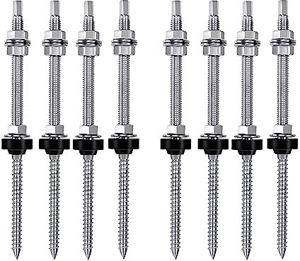 PPbreken Lot de 8 vis à double filetage en acier inoxydable - M10 x 200 mm - Pré-assemblées - V2A - Réglable en hauteur - Pour toiture de solaire photovoltaïque