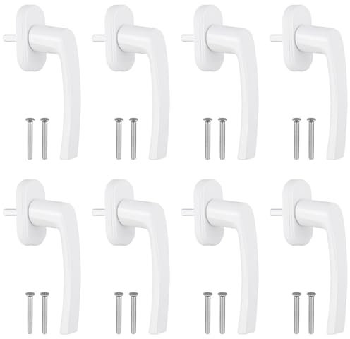 AUTOUTLET Fenstergriff Aluminium, 8 Stück Fenstergriff weiß Fensterschloss Balkontürgriff ohne Schließzylinder, in Stiftlänge 35mm, Türgriffe für Fenster, Terrassentüren und Balkontüren