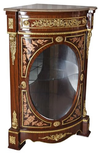 Eckschrank Eckvitrine Massivholz Vitrine Marmorplatte Standvitrine 72cm bar096 Palazzo Exklusiv