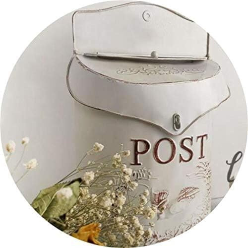 Postfach zur Wandmontage, for den Außenbereich, Garten, französisches Land, Schmiedeeisen, Wanddekoration, Retro-Alter Briefkasten, Briefkasten, Blumenladen, Aufbewahrungsanhänger ( Color : White , Si