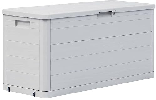 FOZICV Scatola portaoggetti da giardino, grigio, 117 x 45 x 56 cm, in plastica, per esterni, per balconi, per esterni, per il giardino, per esterni