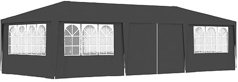 ARKEM Tente de réception et parois latérales 4x9 m Anthracite 90 g/m², Protection UV, Imperméable, Tente de Camping, Chapiteau de Reception