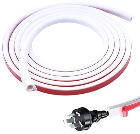 PWGHWG Mini canaleta de cables autoadhesiva 3 M, flexible, semicircular, color blanco para ocultar 1 cable, canal flexible para cables en la pared o el suelo