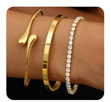 YADOCA 3 stycken armring guld armband kvinnor guld armband, 14K guld rostfritt stål armringar guld tennisarmband kvinnor, silver armring kvinnor, Alla hjärtans dag för henne kvinnor, Koppar