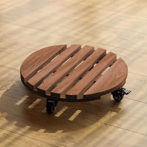 Rullo per piante in legno di frassino con ruote bloccabili, capacità di carico 66 kg, carrello per vasi da fiori 25/35/40 cm, supporto per fioriera, base per ombrello, cestino della spazzatura, barile
